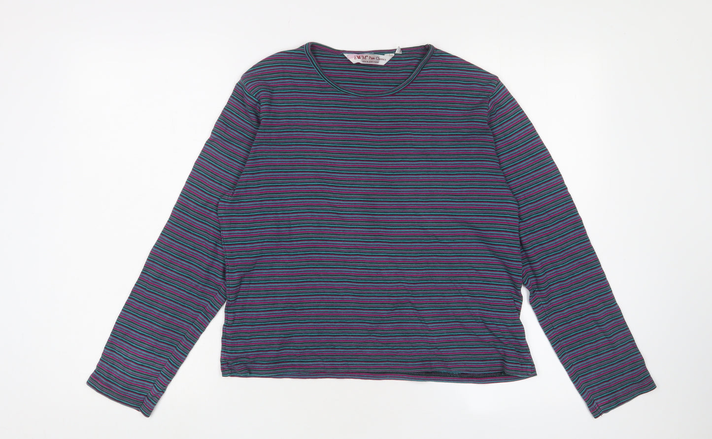 EWM Women's Multicoloured Striped Cotton T-Shirt Size 14