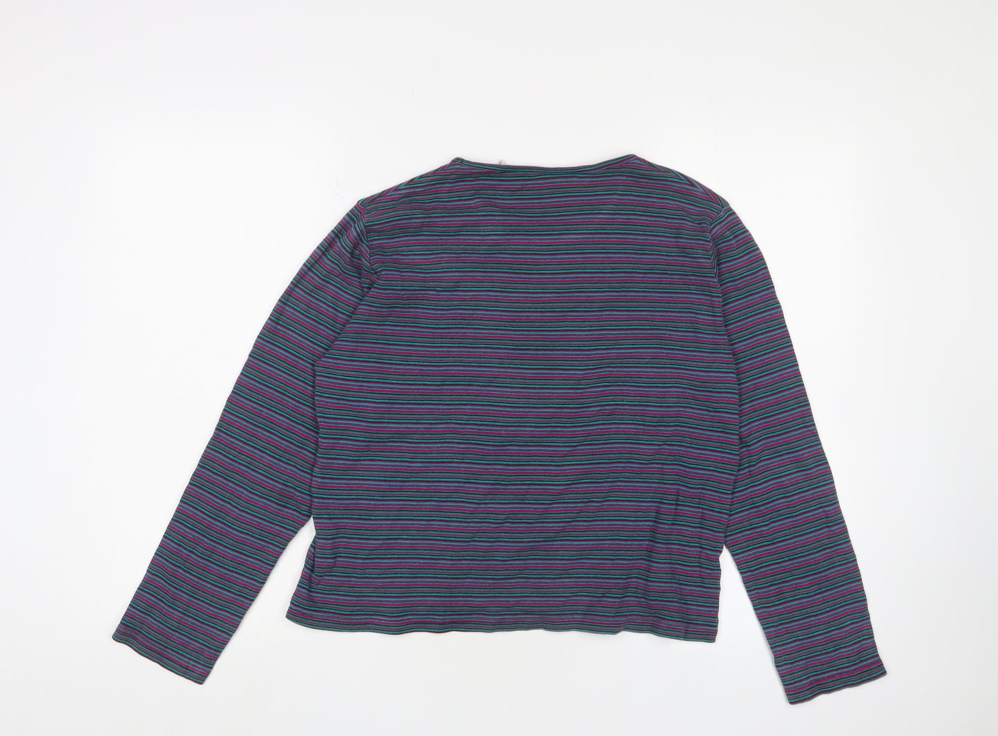 EWM Women's Multicoloured Striped Cotton T-Shirt Size 14