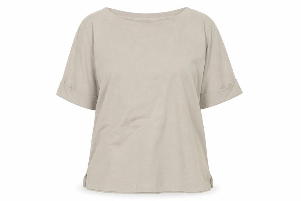 Front view of Hasting & Smith Beige Boat Neck Women's T-Shirt L