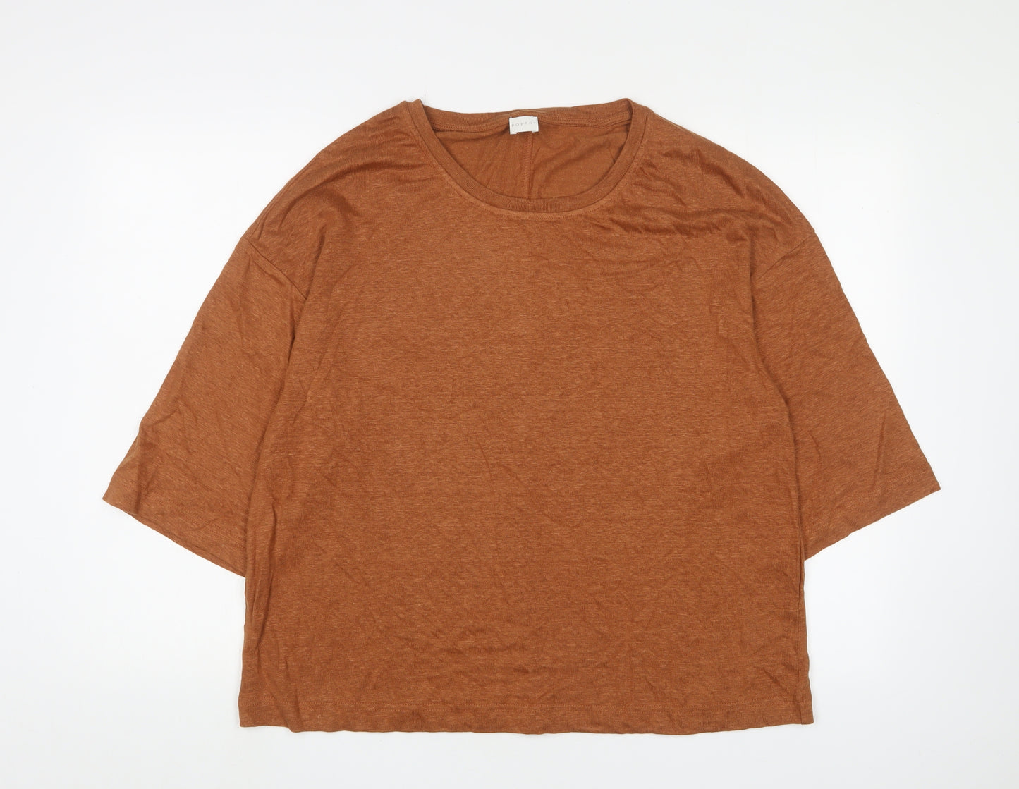 Poetry Women's Brown Linen Round Neck Jumper Size 14