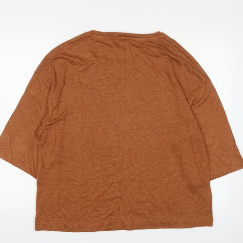 Poetry Women's Brown Linen Round Neck Jumper Size 14