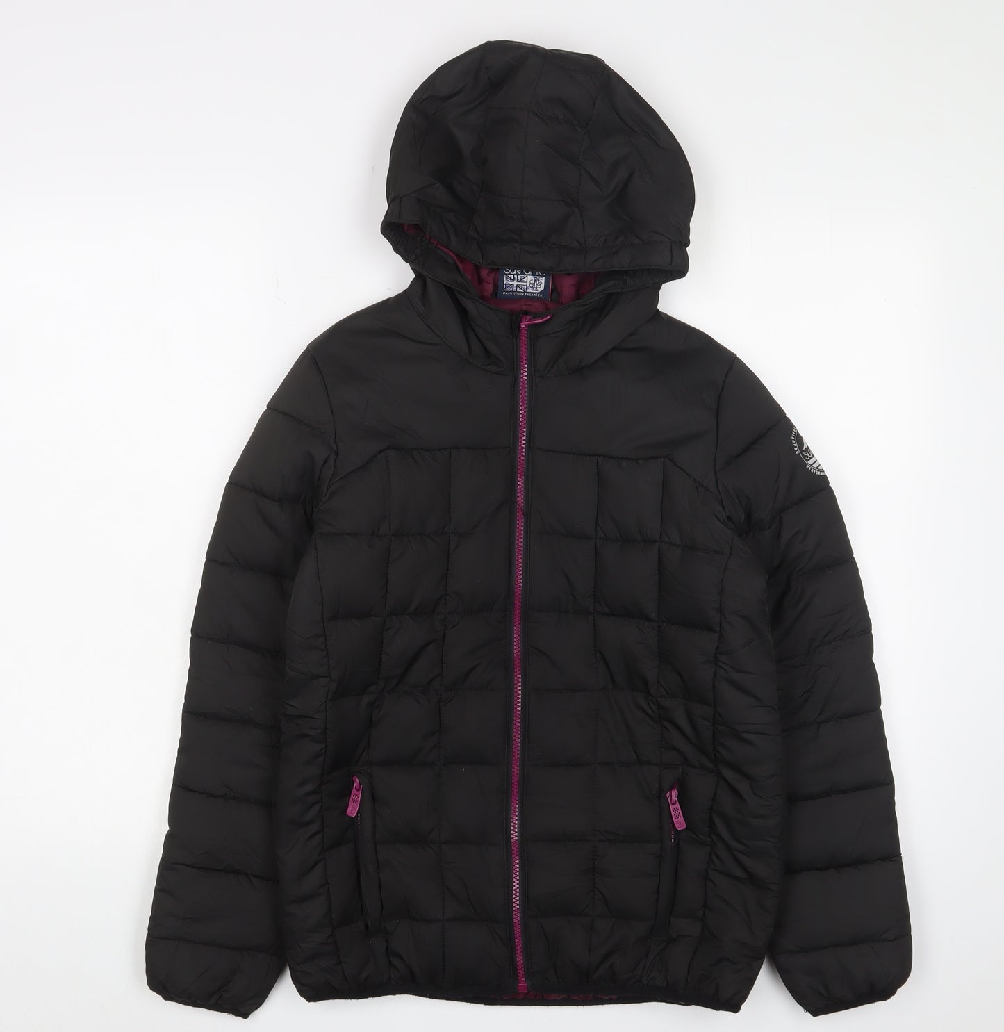 Surfanic Girls Black Puffer Jacket, Size 14, Hooded