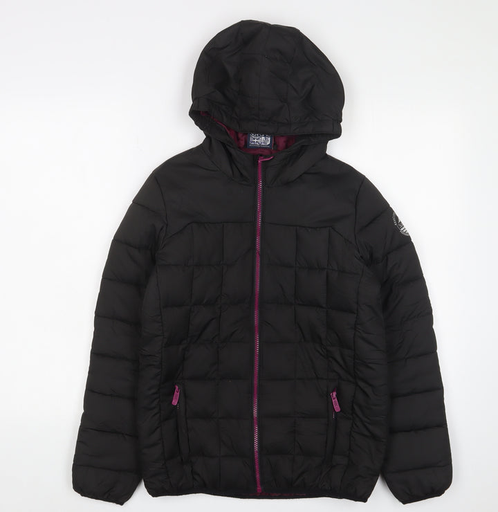 Surfanic Girls Black Puffer Jacket, Size 14, Hooded