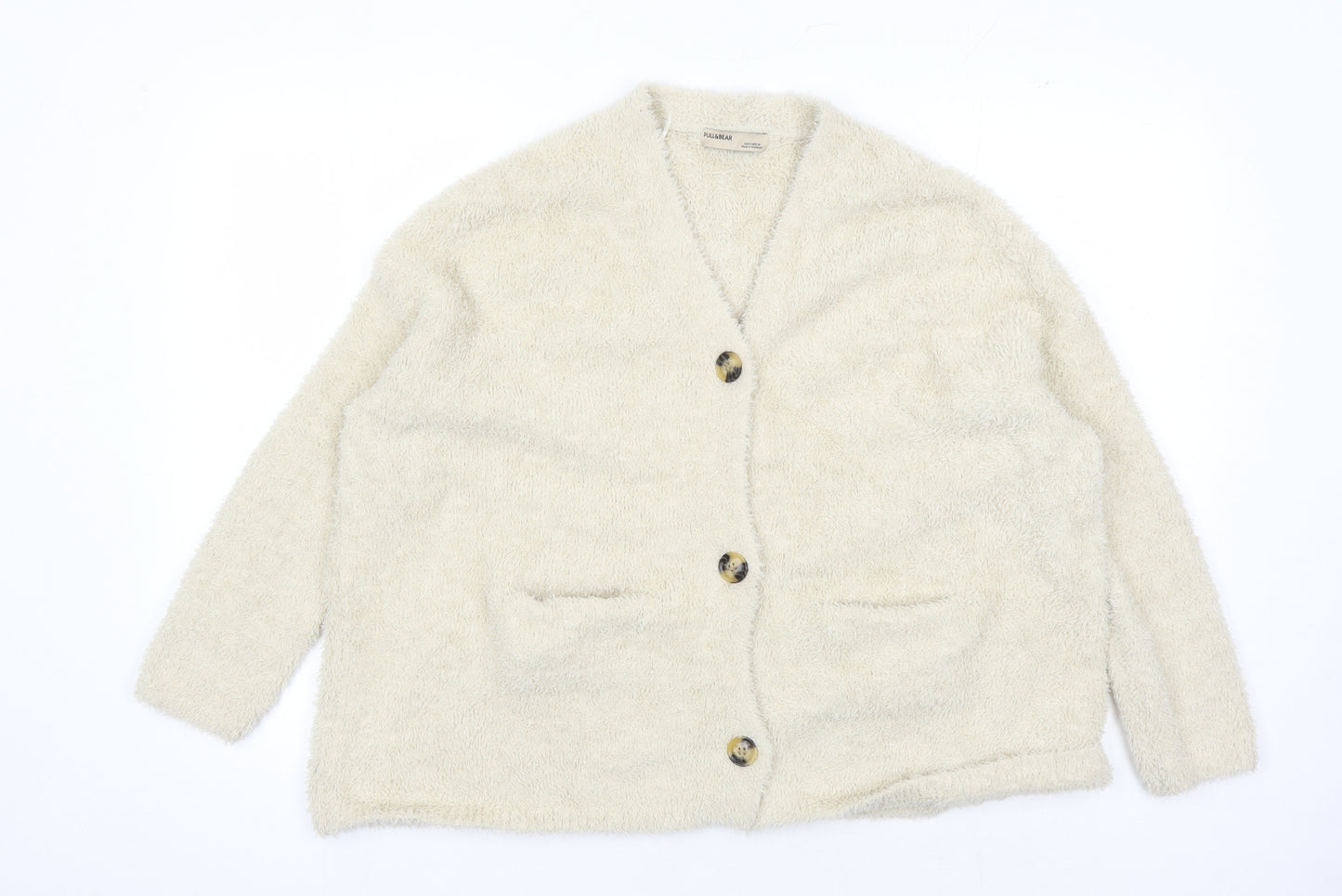 Pull & Bear Women's Beige V-Neck Cardigan Size S