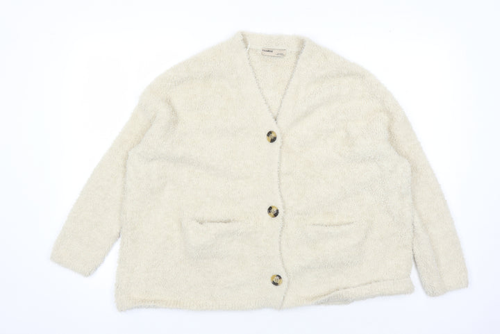 Pull & Bear Women's Beige V-Neck Cardigan Size S