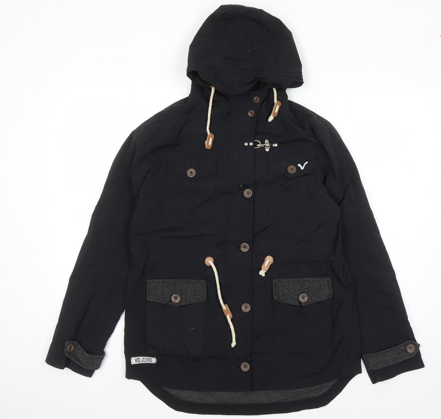 VOJ Jeans Women's Black Parka Jacket Size 12