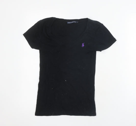 Ralph Lauren Sport Women's Black Slim V-Neck T-Shirt S