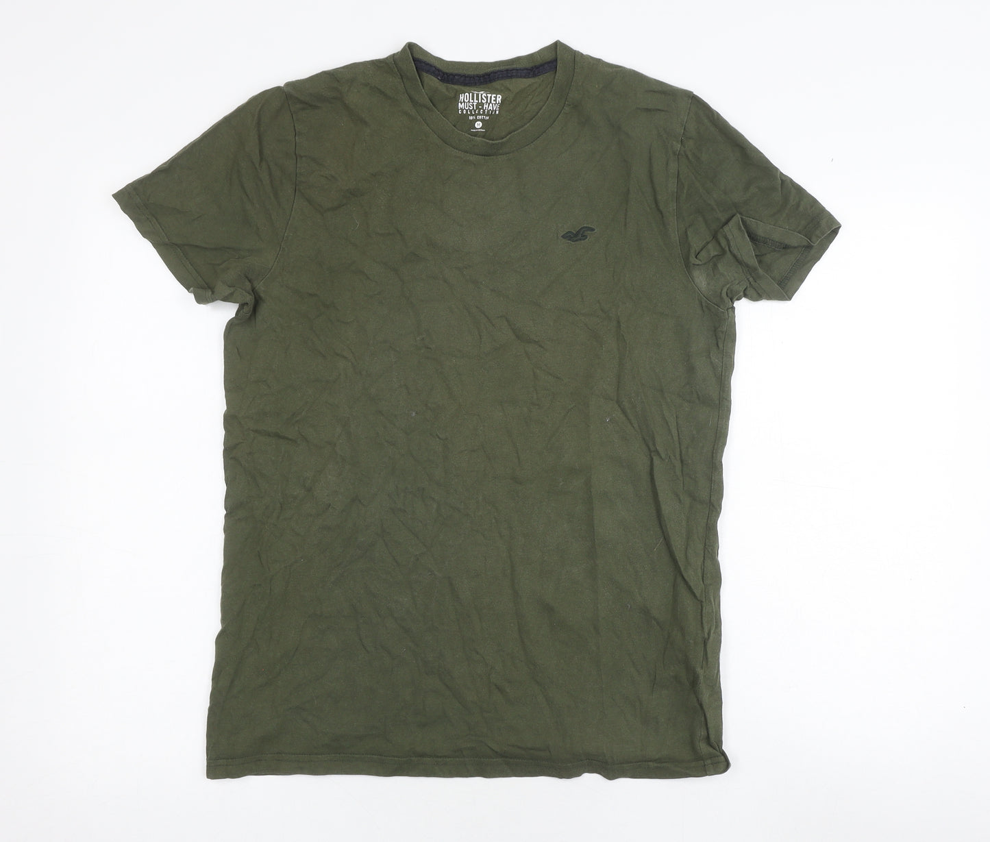 Hollister Men's Green Crew Neck Cotton T-Shirt M