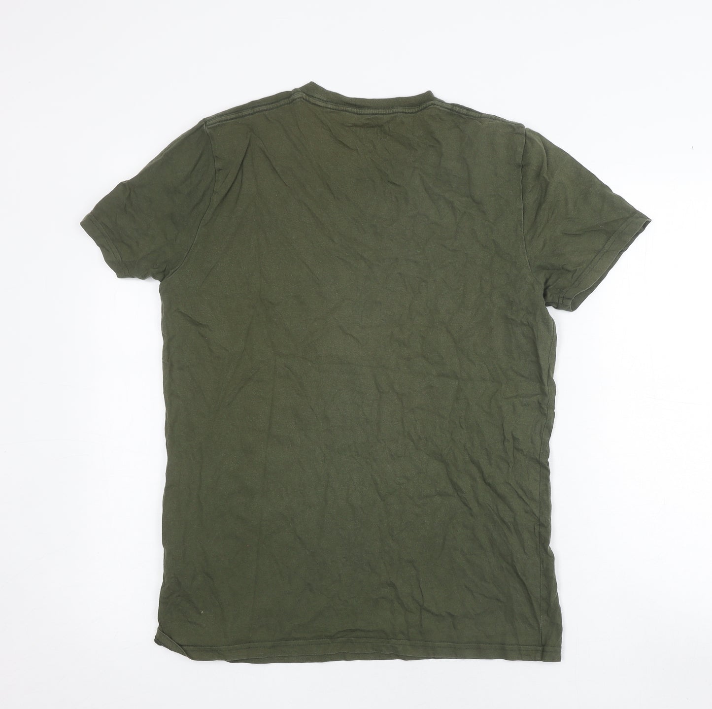 Hollister Men's Green Crew Neck Cotton T-Shirt M