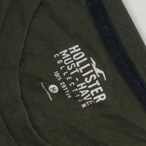 Hollister Men's Green Crew Neck Cotton T-Shirt M