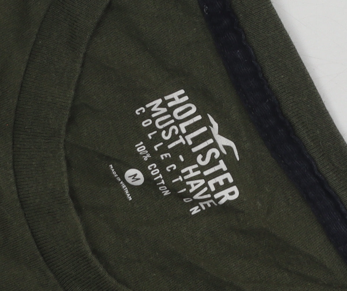 Hollister Men's Green Crew Neck Cotton T-Shirt M