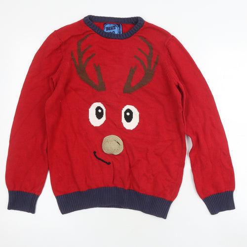 Boys Red Wool Reindeer Jumper - Blue Zoo - 12-13 Years