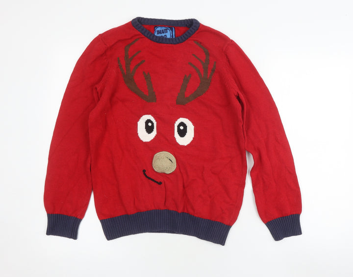 Boys Red Wool Reindeer Jumper - Blue Zoo - 12-13 Years