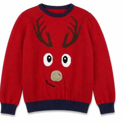 Boys Red Wool Reindeer Jumper - Blue Zoo - 12-13 Years