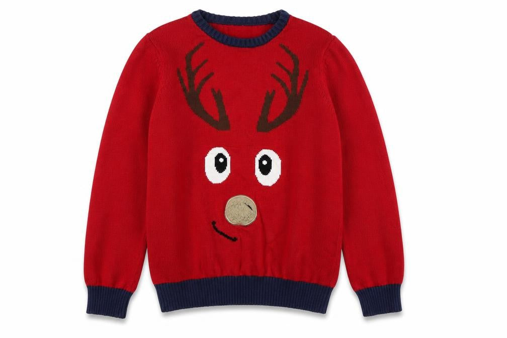 Boys Red Wool Reindeer Jumper - Blue Zoo - 12-13 Years