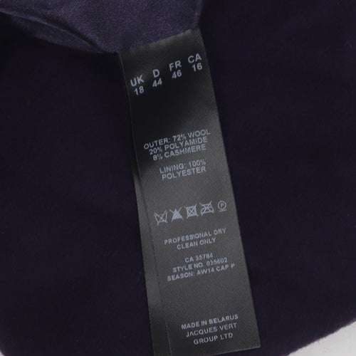 Eastex Women's Purple Wool Blend Overcoat Size 18