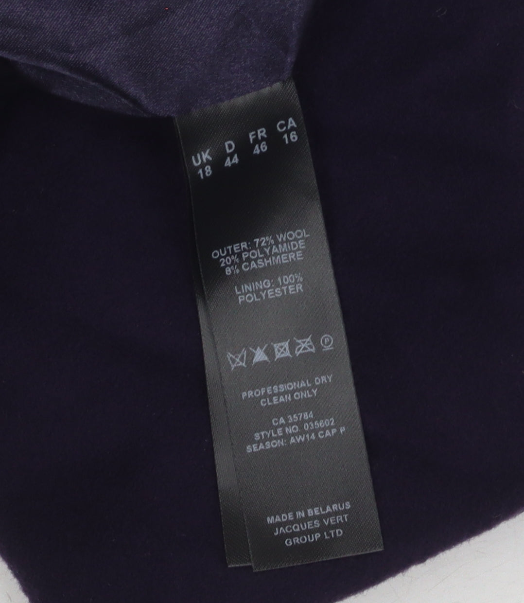 Eastex Women's Purple Wool Blend Overcoat Size 18