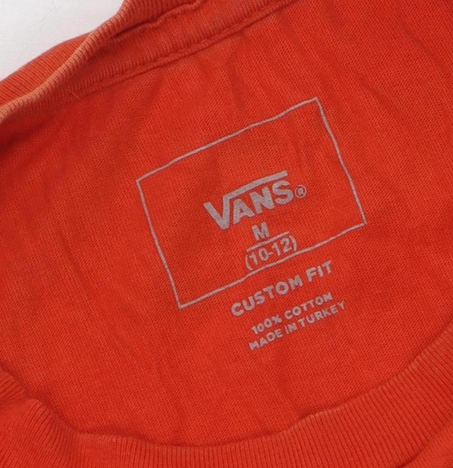 Vans Unisex Orange T-Shirt M Casual Cotton Logo