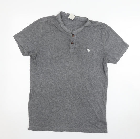 Abercrombie & Fitch Men's Grey Henley T-Shirt M