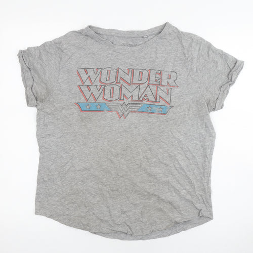 Wonder Woman Women's Grey T-Shirt Size 10 Comic Style