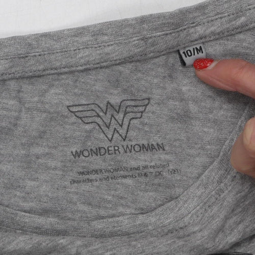 Wonder Woman Women's Grey T-Shirt Size 10 Comic Style