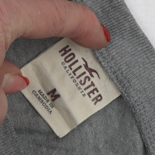 Hollister Unisex Grey T-Shirt M Crew Neck Casual
