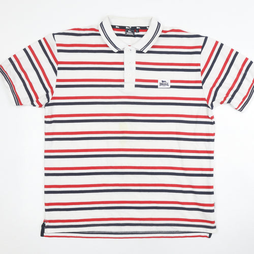 Lonsdale Men's Multicoloured Striped Polo Shirt L