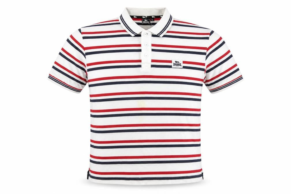 Front view of Lonsdale Men's Multicoloured Striped Polo Shirt L