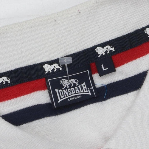Lonsdale Men's Multicoloured Striped Polo Shirt L
