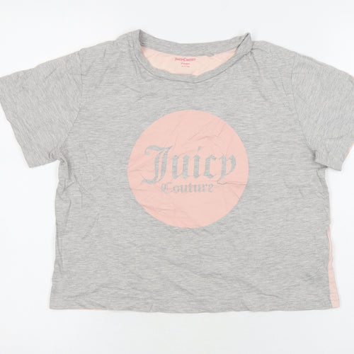 Juicy Couture Girls Grey Graphic T-Shirt, 14-15 Years, Casual Fashion