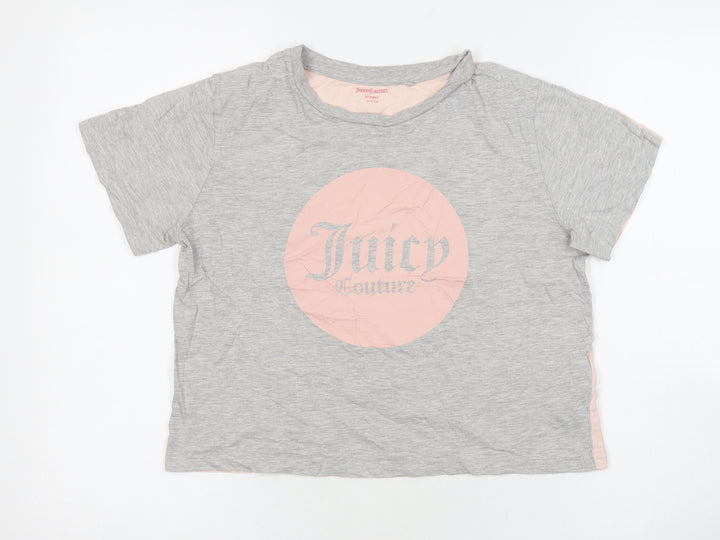 Juicy Couture Girls Grey Graphic T-Shirt, 14-15 Years, Casual Fashion