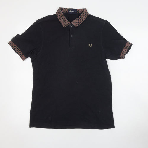 Fred Perry Men's Black Slim Fit Polo Shirt, M