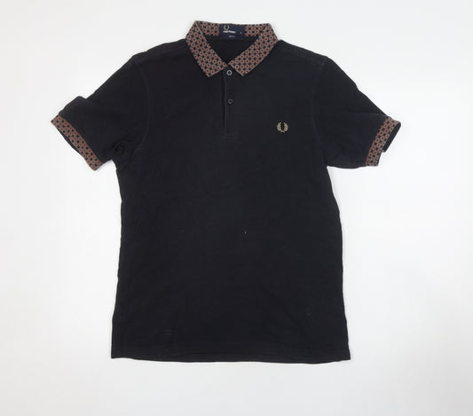 Fred Perry Men's Black Slim Fit Polo Shirt, M