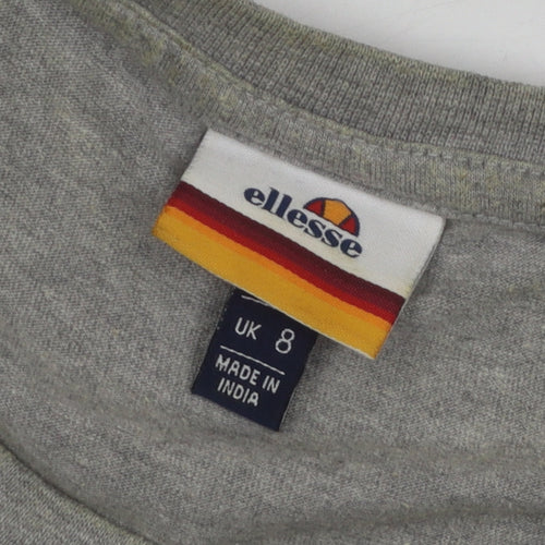 Ellesse Women's Grey Cropped T-Shirt Size 8, Retro Style