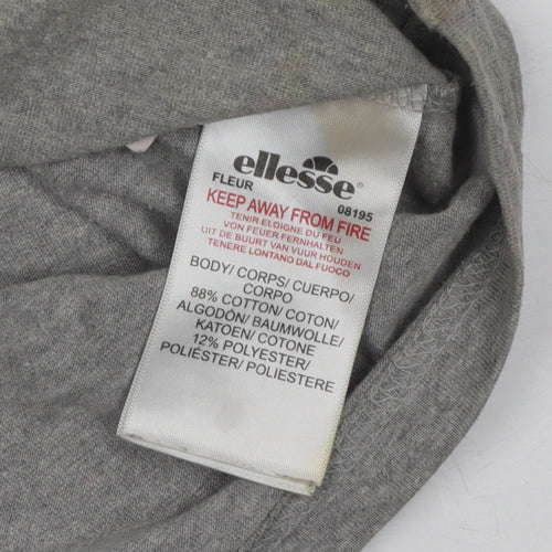 Ellesse Women's Grey Cropped T-Shirt Size 8, Retro Style