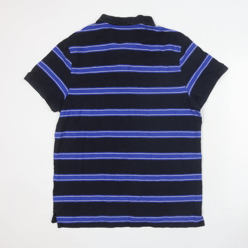 Nike Men's Black Striped Polo Shirt, Size L, Cotton