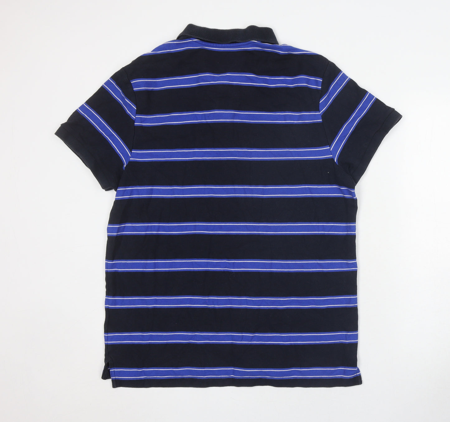 Nike Men's Black Striped Polo Shirt, Size L, Cotton