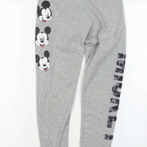 Disney Girls Grey Leggings 11-12 Years Mickey Mouse Design