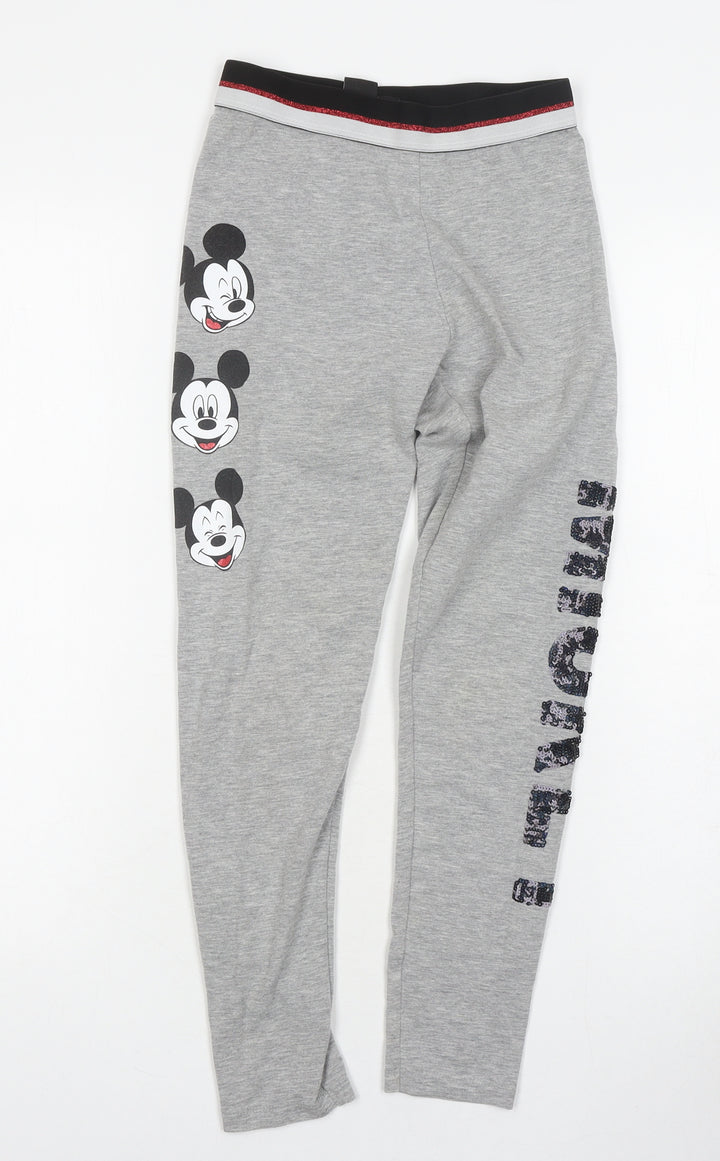 Disney Girls Grey Leggings 11-12 Years Mickey Mouse Design