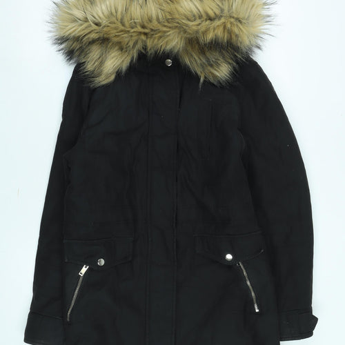 New Look Women's Black Parka Coat Size 10