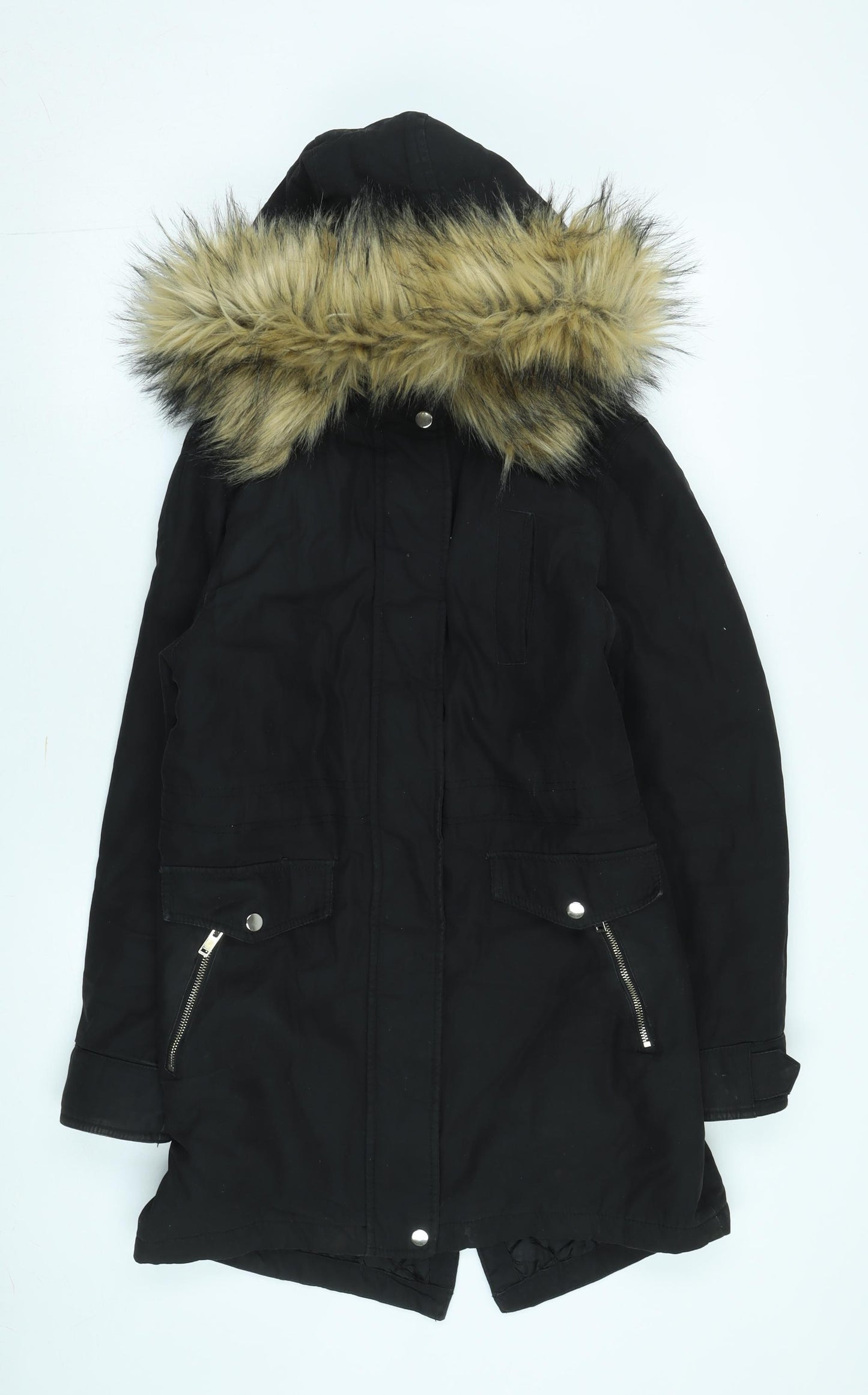 New Look Women's Black Parka Coat Size 10