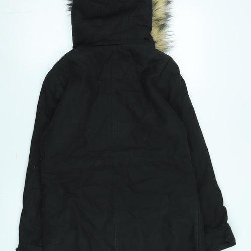 New Look Women's Black Parka Coat Size 10