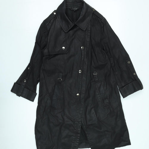 Topshop Women's Black Rain Coat, Size 10