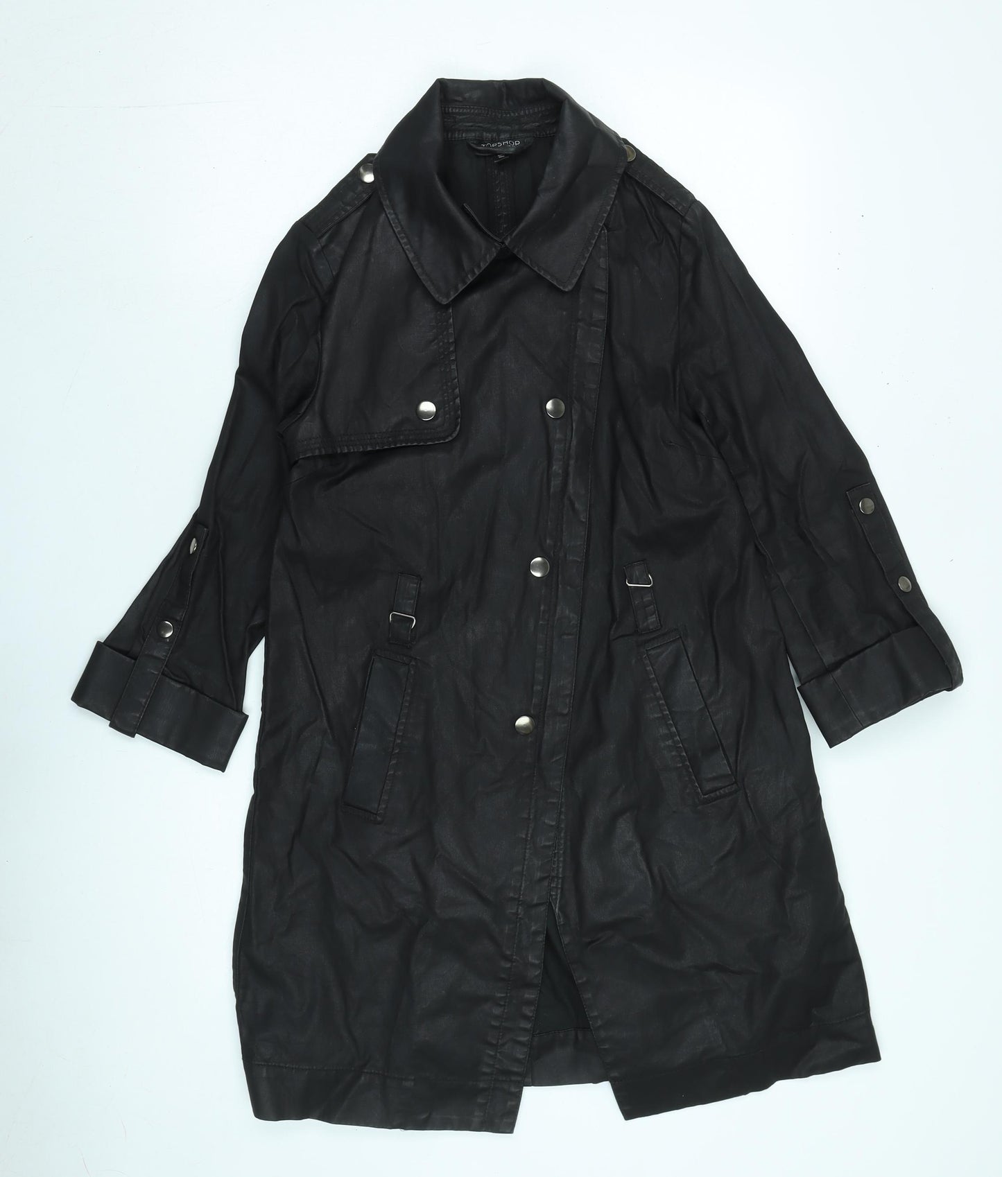 Topshop Women's Black Rain Coat, Size 10