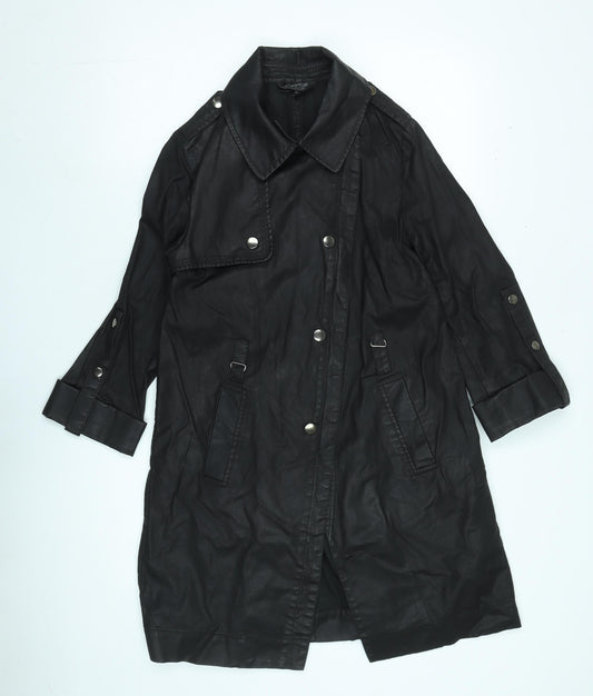 Topshop Women's Black Rain Coat, Size 10