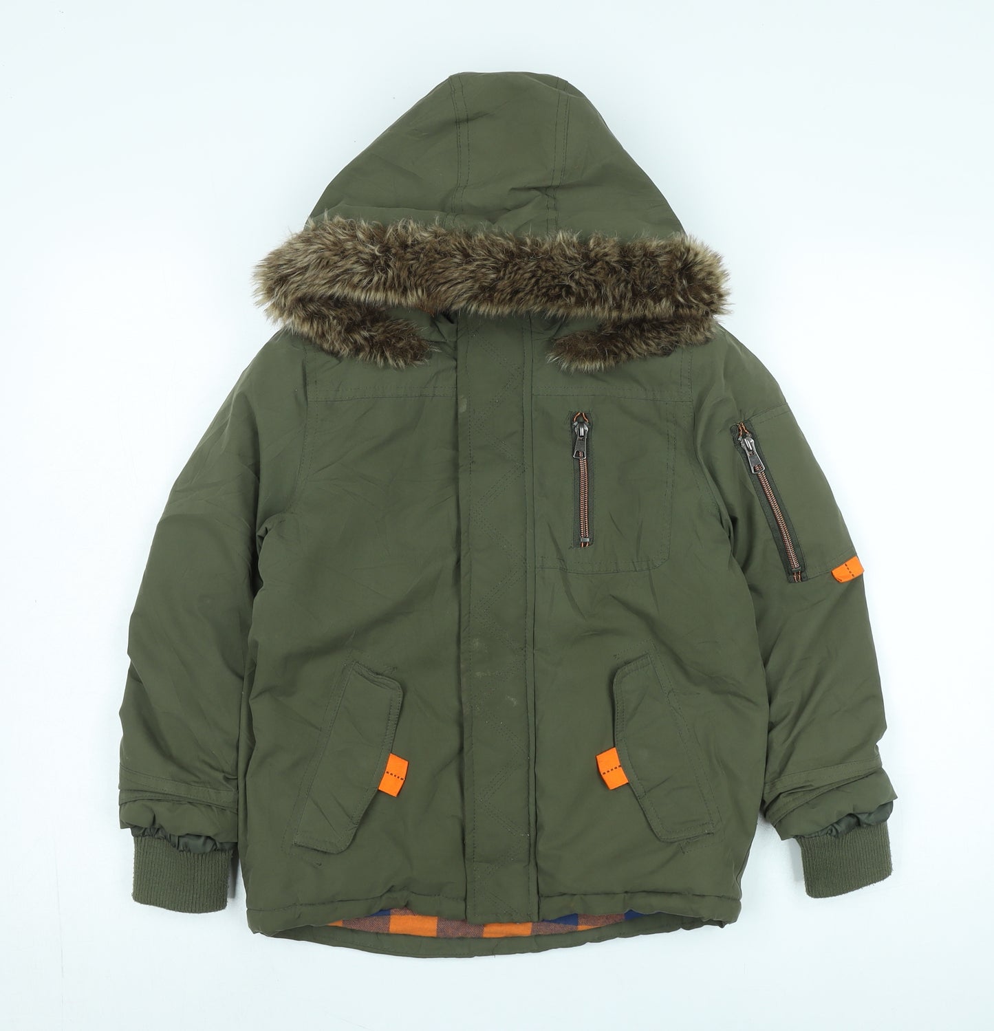 Matalan Boys Green Hooded Parka Coat 7 Years