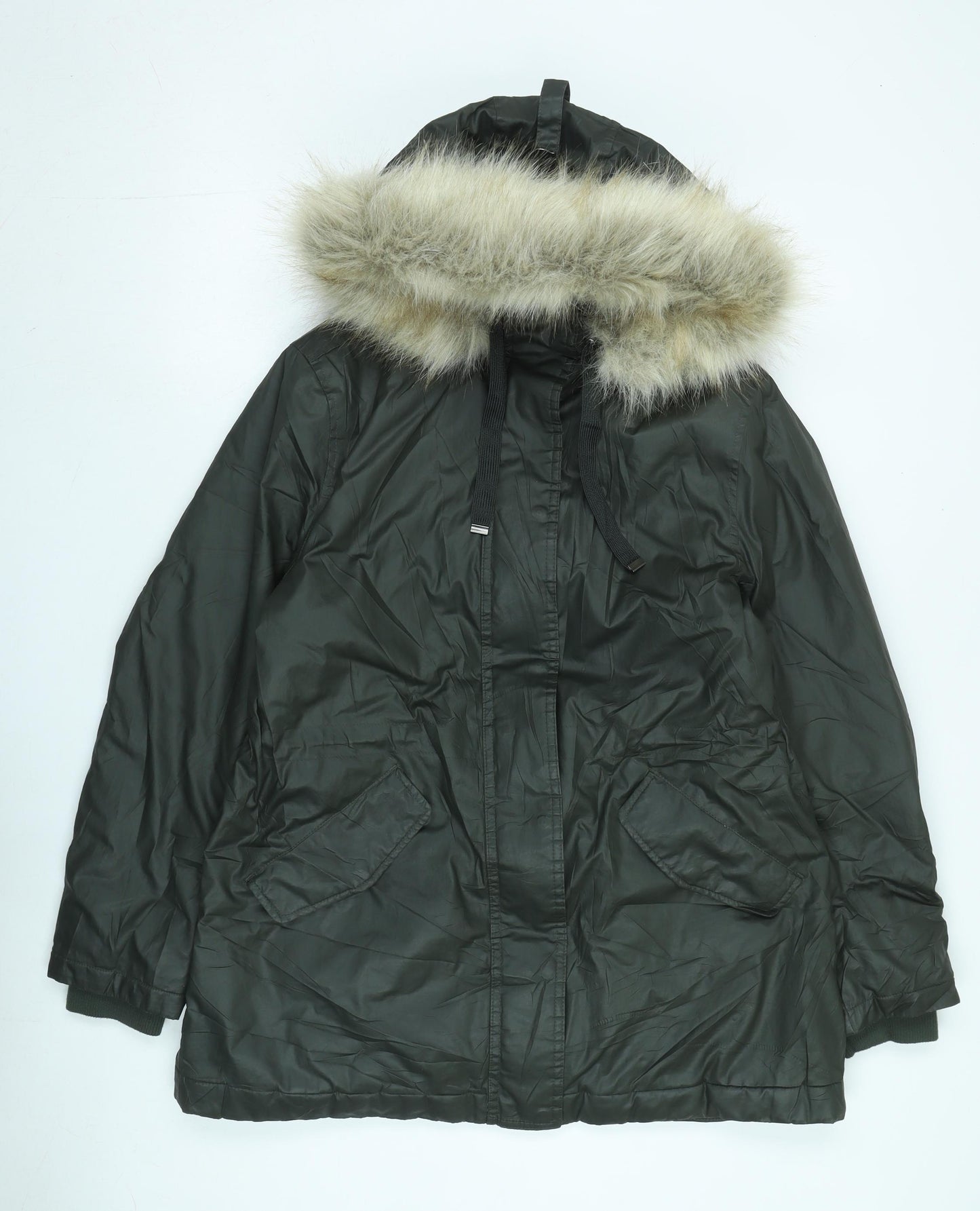 Marks and Spencer Women's Green Parka Coat, Size 14