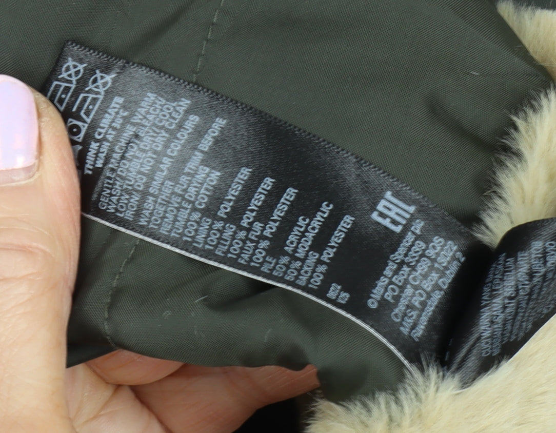 Marks and Spencer Women's Green Parka Coat, Size 14