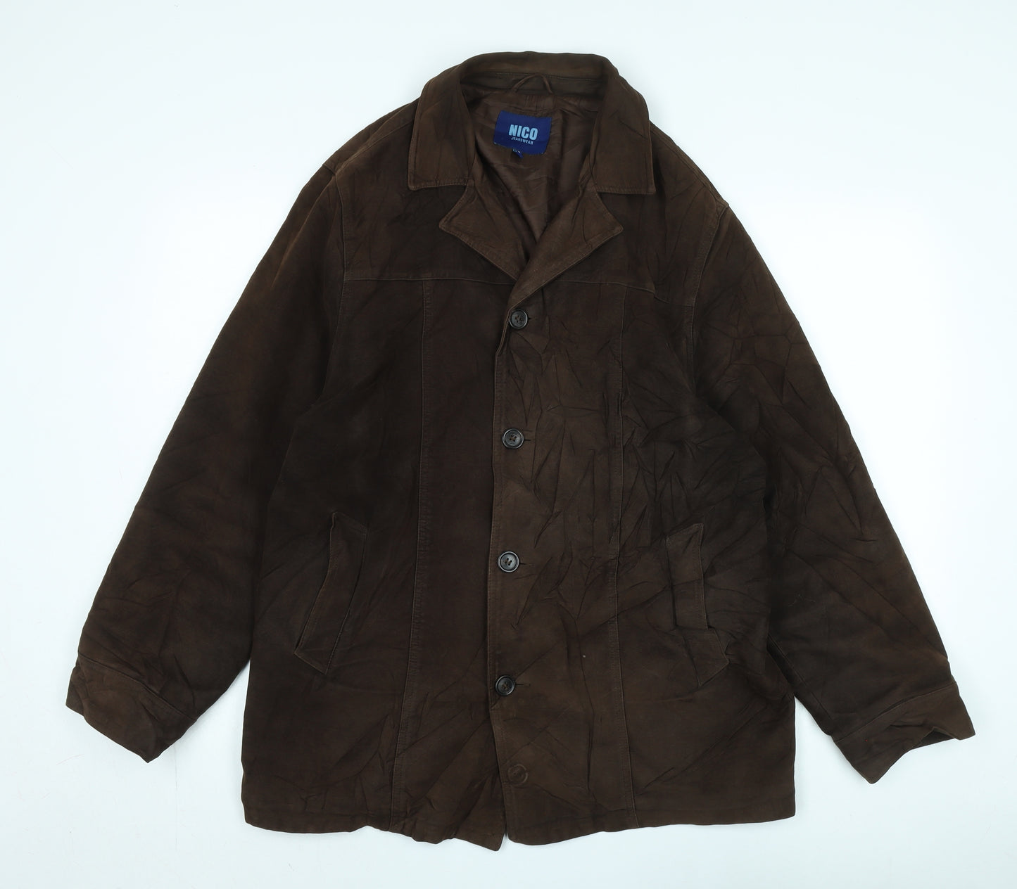 Nico Men's Brown Suede Overcoat Jacket Size S