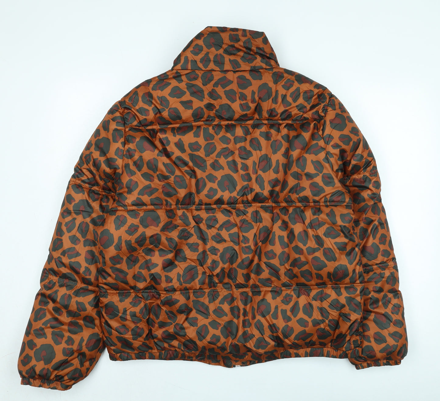 Lefties Women's Brown Animal Print Puffer Jacket Size 12